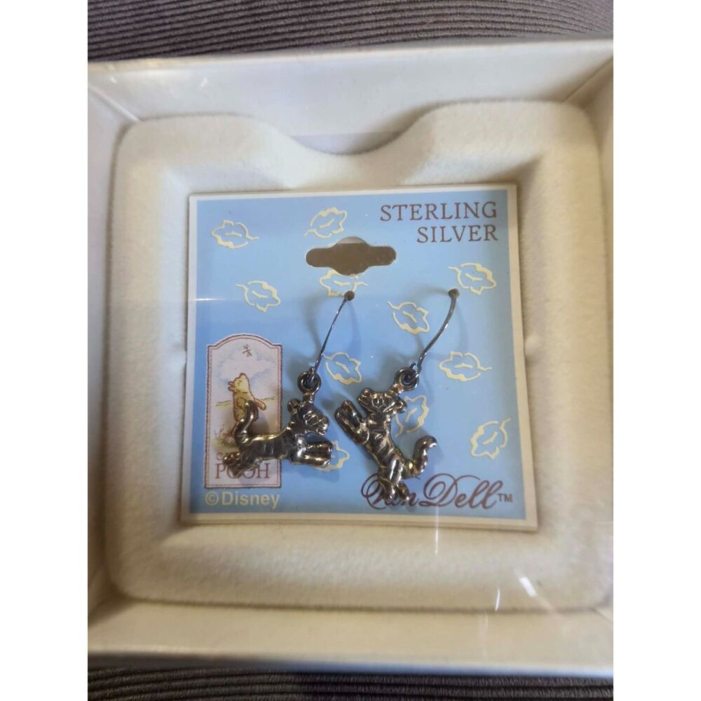 Vintage Sterling Silver Disney Tigger Drop Earrings - Sterling Silver